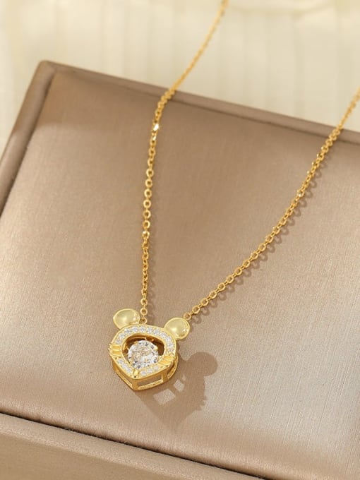 NS1091 [mouse Gold] 925 Sterling Silver Cubic Zirconia Zodiac Trend Necklace